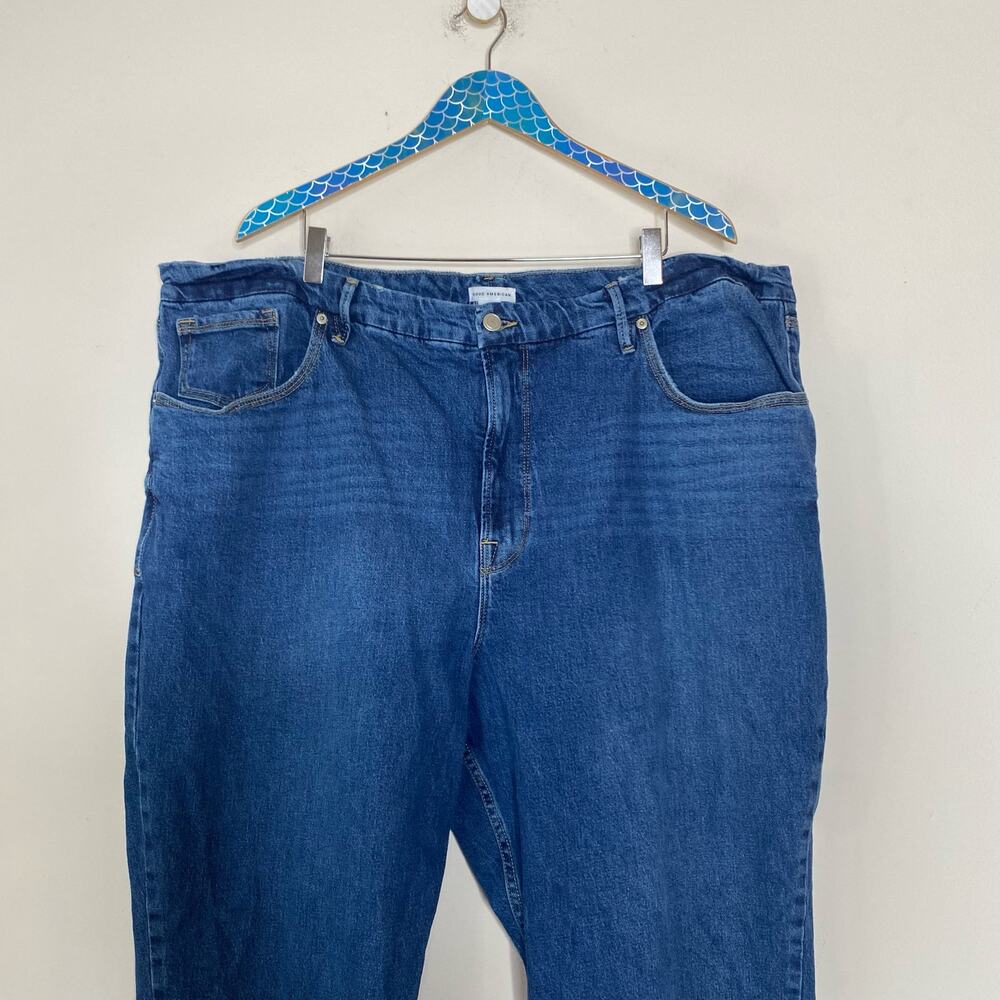 GOOD AMERICAN Good Icon Indigo Wash Crop Straight Leg Jeans Plus Size 24 - Picture 3 of 9